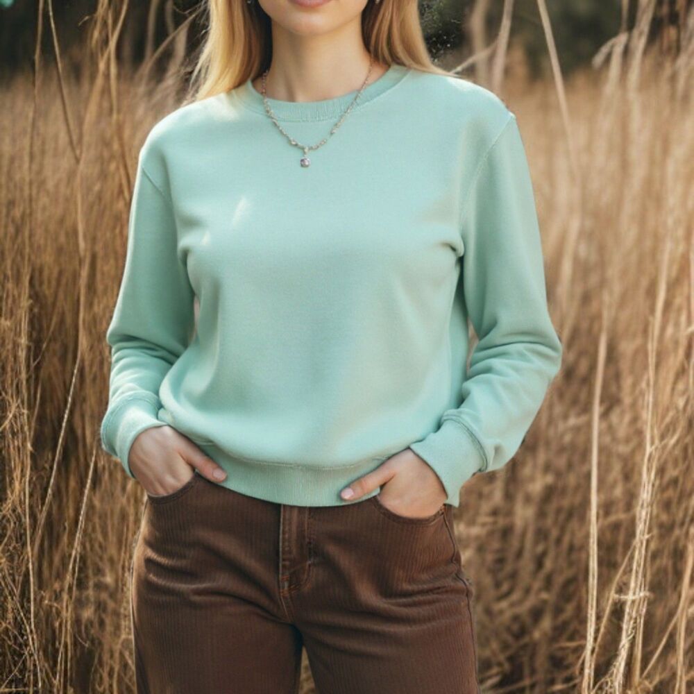 Monrow Clean Girl Pastel Core Soft Girl Mint Green Crew Neck Pullover~$150